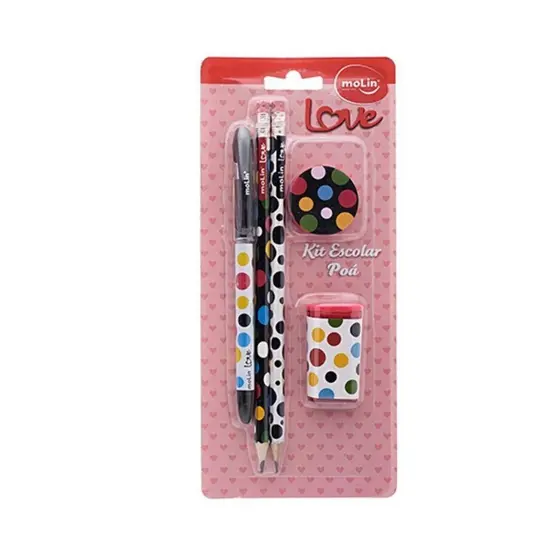 Kit Escolar Love Poá 4 Peças - Molin