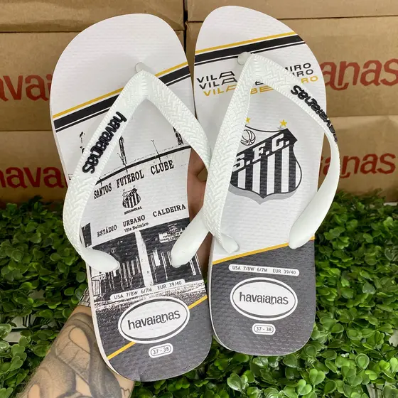 Chinelo Havaianas Original Top Times Santos Básico Dia a Dia Casual Unissex Peixe Oficial Adulto