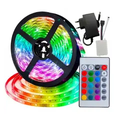 Fita Led 5M 10M Rgb 54 LED Á PROVA D'ÁGUA IP65 PARA AREA EXTERNA 12v 5050 INCLUSO CONTROLE+CONTROLADOR
