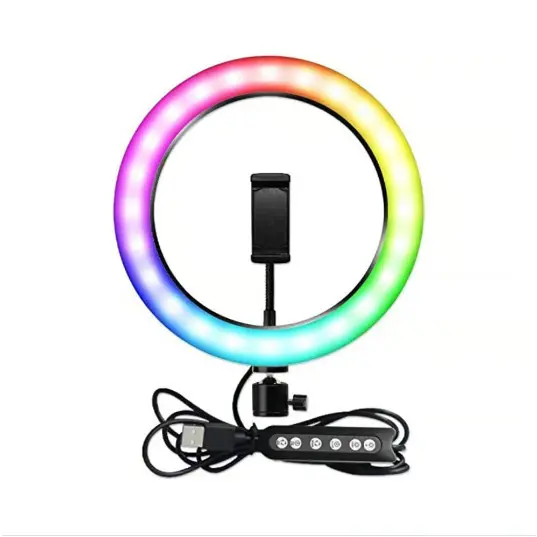 Ring Light Iluminador 10 Polegadas Led MJ26 25W Soft RGB 26cm USB Com Suporte SmartPhone