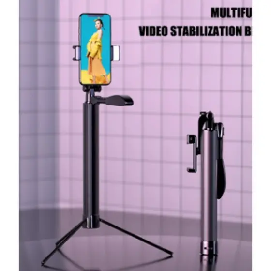 Bastão de Selfie Estabilizador Celular Foto Video 110cm 360° Phantom Selfie Stickcom controle e LED