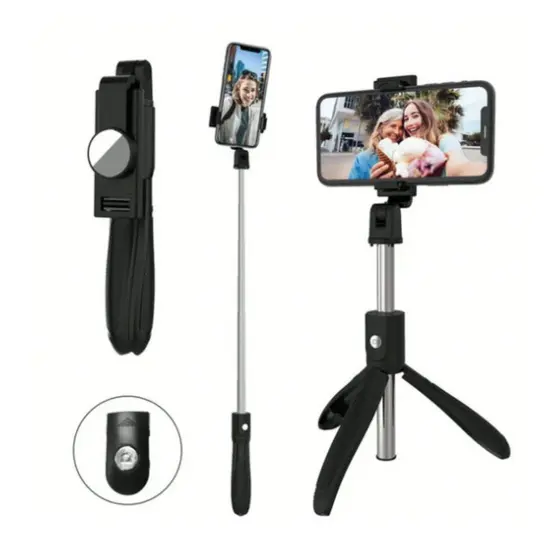Bastão Pau De Selfie 2 em 1 Bluetooth Tripé com Controle para ios e android