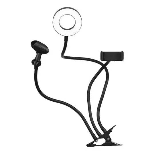 Ring Light De Mesa Luminaria Led 3 Em 1 Microfone E Celular
