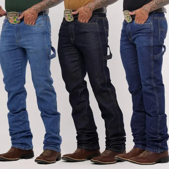Kit 3 Calça Country Muladeira Carpinteira Masculina Rodeio