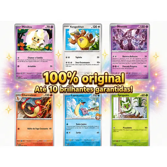 Lote Cartas pokemon até 110 cartas com Brilhantes garantidas originais