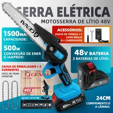 Motosserra Elétrica 21V 6-8 Polegadas - Leve e Portátil com 2 Baterias Inclusas