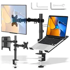 Suporte Ajustável de Mesa para Monitor com Inclinação e Rotação - Dupla Montagem