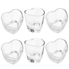 Jogo 6 Copos de Vidro Shot Coração 50ml para Pinga Cachaça Tequila Drinks Dose Única Festas