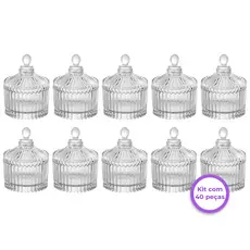 Kit C/ 40 Potiches Decorativa de Cristal Baleiro Vidro Lapidado 6,5x9cm Bomboniere Luxo Decoração