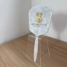 ESPELHO de mao de VIDRO *COM SUPORTE* personalizado GLOW acrilico  para consultorio estudio clínica design