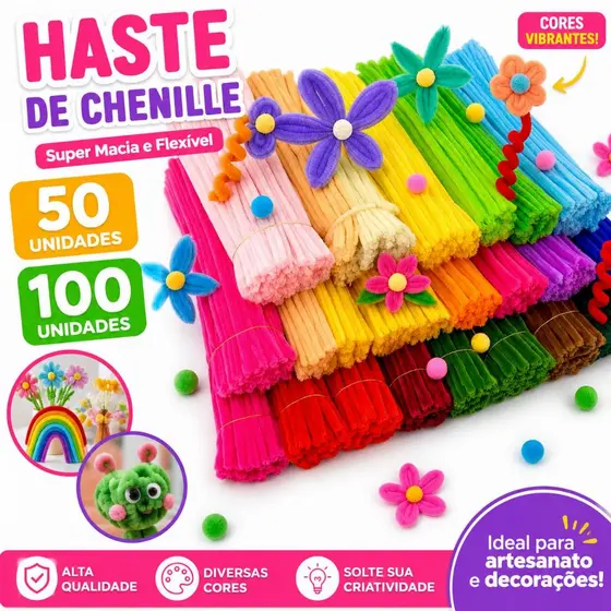 50 E 100 Und Haste De Chenille Limpador De Cachimbo 30cm