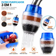 Filtro Purificador Arejador Com Filtro De Água Purificador Carvão Ativado 3 em 1 Bico Arejador Para Torneira De Cozinha