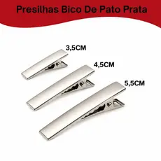 kit Presilha de Bico de Pato Jacare Prata 3.5cm | 4.5cm | 5.5cm para Laços e Acessórios de Cabelo