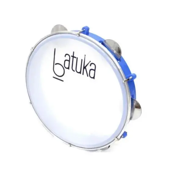 Pandeiro Luen 10″ Pele Leitosa Batuka Corpo ABS Platinelas Inox Azul