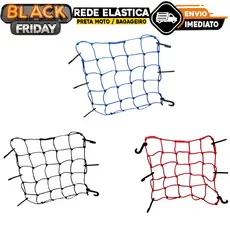 Rede Elastica Aranha 30x30 Moto qualidade Bagageiro Capacete vermelho já