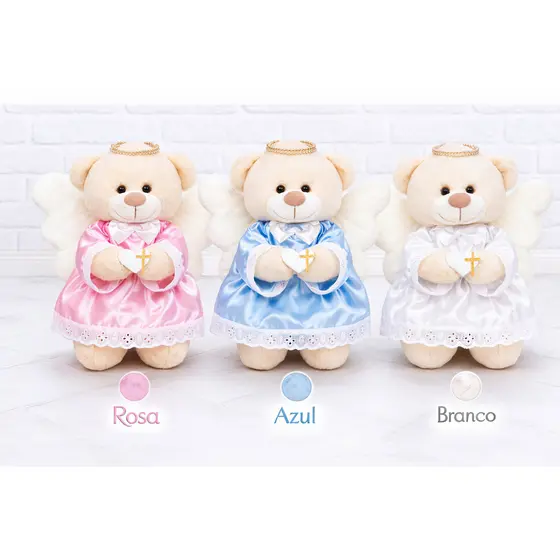 Urso Anjo Pequeno 15cm Decorativo Lembrancinha Infantil