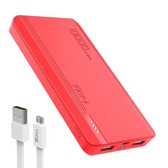 Carregador Portátil 1Hora Power Bank 10000mAh Vermelho