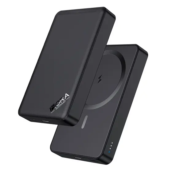 Power Bank Magnética 5000mAh 1Hora 10W Portátil Preta