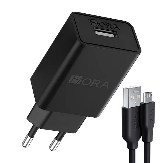 Carregador Usb 1Hora com Cabo Micro Usb 2.0A Preto