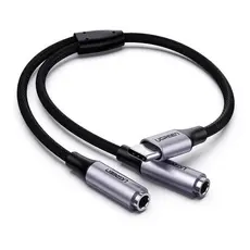 Cabo de Áudio Ugreen AV144 Usb Tipo C Macho para 3,5mm Fêmea 25cm