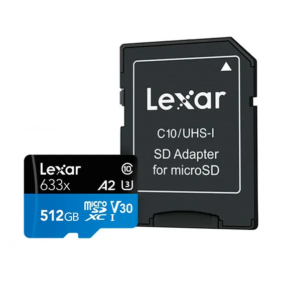 Cartão Memória Micro SDXC 512GB 100MBs Lexar cADAPT
