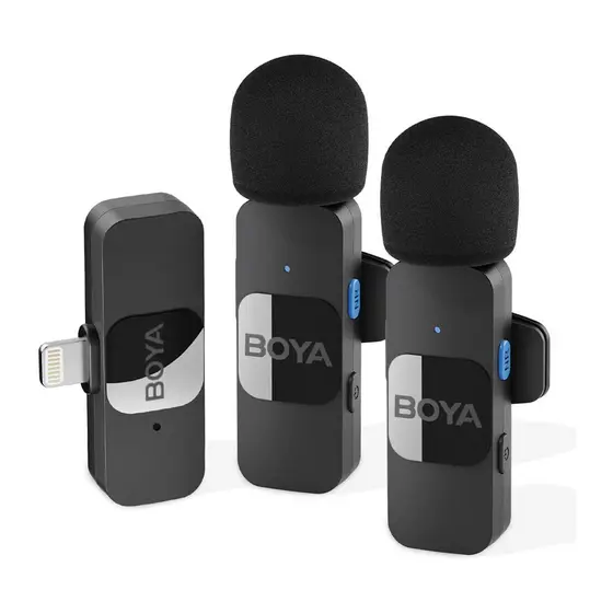 Sistema Microfone Sem Fio Boya By-v2 p/Ios 2.4G Lapela Preto