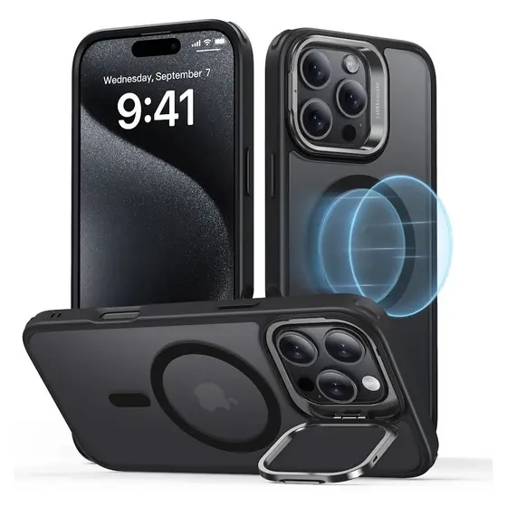 Capa iPhone 16 Pro Max Esr com Suporte Stash Preto Fosco