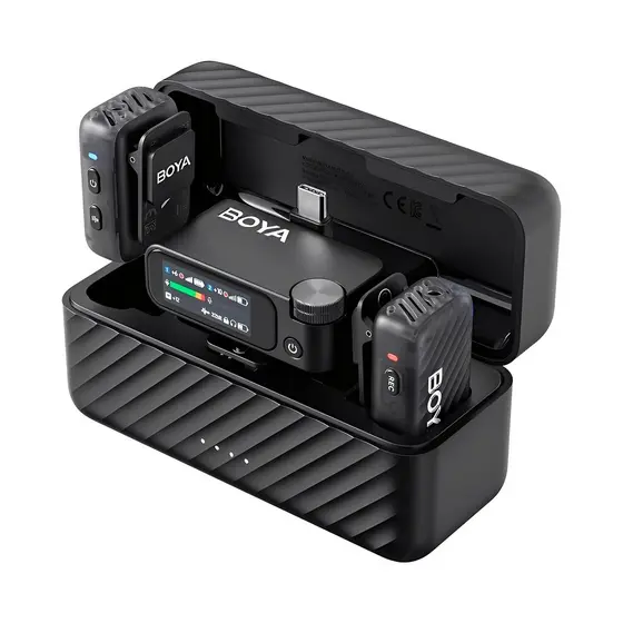Microfone de Lapela Boya Boyamic 2-02 Usb C/3.5mm Preto