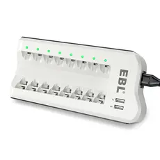 Carregador de Pilhas AA AAA EBL 808U com 2 Portas USB e LED