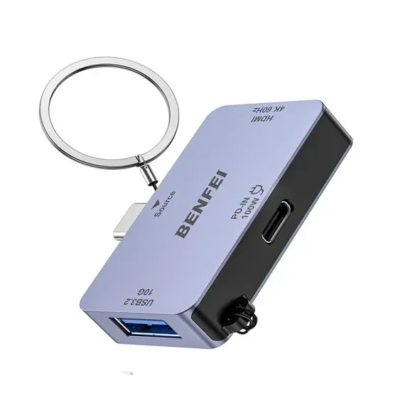 Benfei Hub USB-C 3 Em 1 Hdmi 4K Usb 3.0 Usb C Pd Cinza