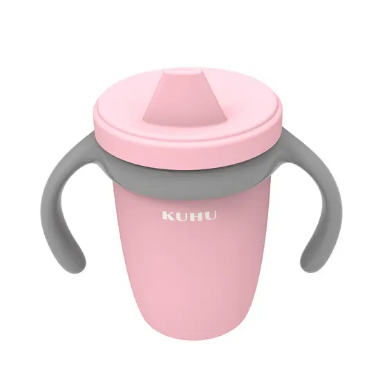 Copo De Treinamento Kuhu 240ml Bico Antivazamento Rosa