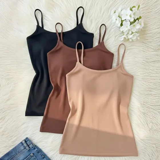 Kit 3 Regatas Feminina Alcinha Fina Suplex Forro Duplo Básica Elegante Social Trabalho Escritório