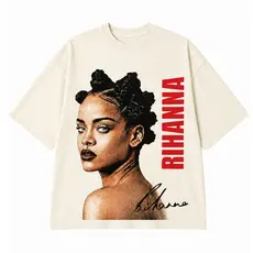 Camiseta Rihanna Oversized Camisa Casual Tendencia Camisa Fãs