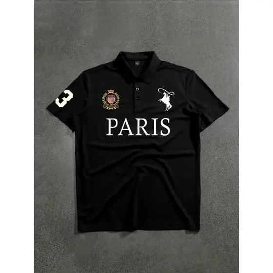 Camisa Polo Paris de Manga Curta Masculina, Casual