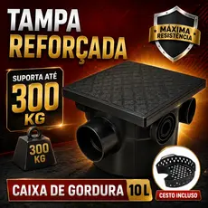Caixa de Gordura 10L Sifonada com Cesto para Cozinha Fácil Limpeza DN100