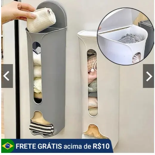 Suporte Multiuso para Sacola de Lixo – Organização Prática para Cozinha e Banheiro!