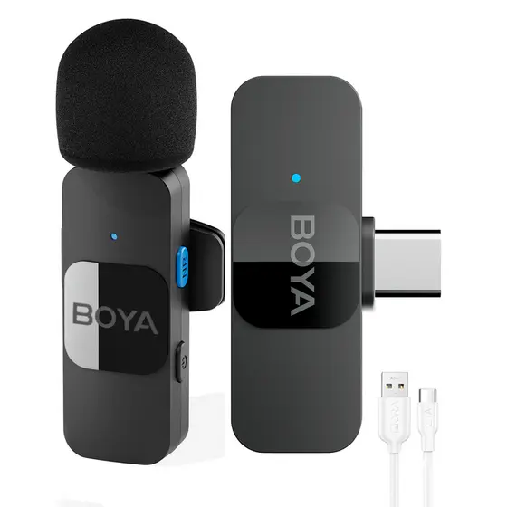 Sistema Microfone Boya By-v10 Lapela + Cabo Usb A/C Branco (K-4913-5863)