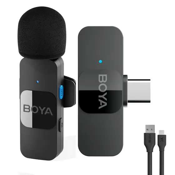 Sistema Microfone Boya By-v10 Lapela + Cabo Usb A/C Preto (K-4913-5887)
