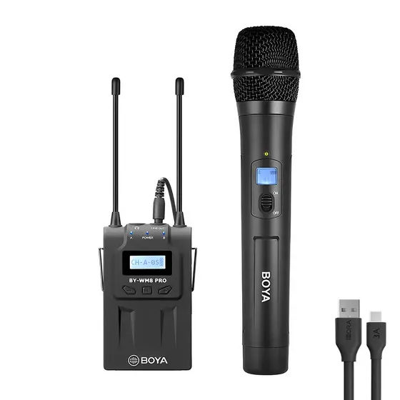 Microfone Sem Fio Boya By-WM8 Pro-K3 + Cabo Usb A/C Preto (K-2982-5887)