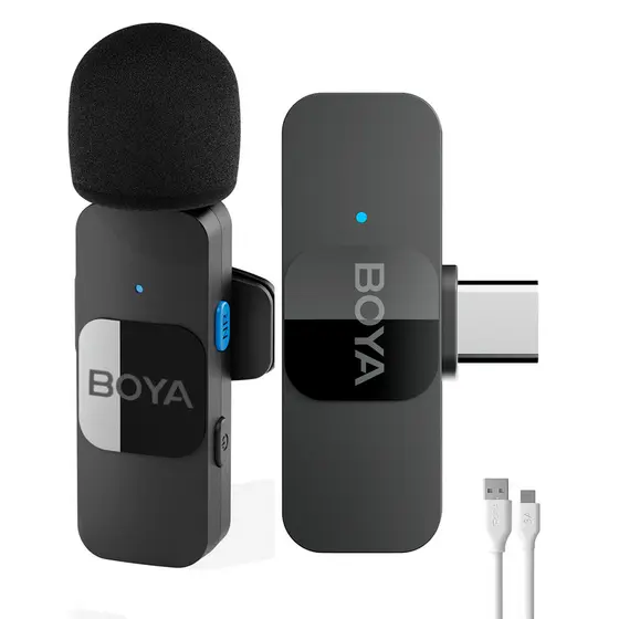 Sistema Microfone Boya By-v10 Lapela + Cabo Usb A/C Branco (K-4913-5861)