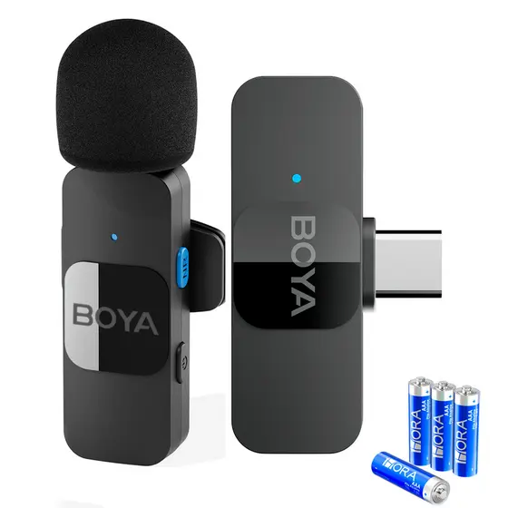 Sistema Microfone Boya By-v10 Lapela + 4 Pilhas Alcalina AAA (K-4913-5890)