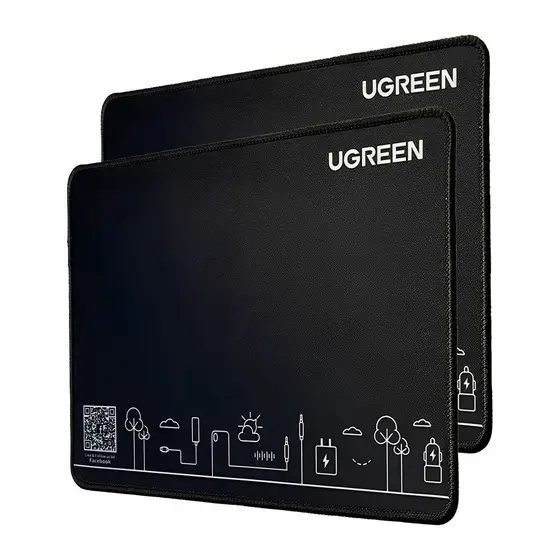 Mouse Pad Ugreen Borracha Antiderrapante Pequeno Preto 2 Unidades