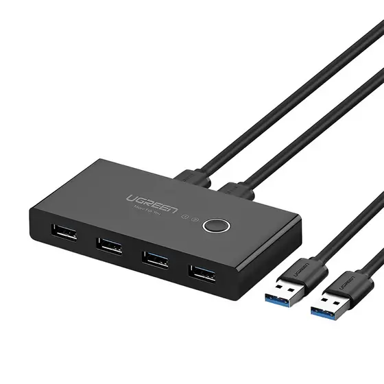 Switch Compartilhamento Usb 3.0 Ugreen 4 em 1 Preto