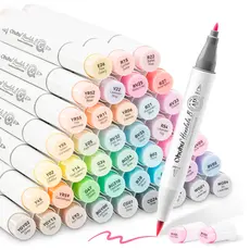 Canetas Marcadores Ohuhu 48 Cores Pastel Ponta Dupla