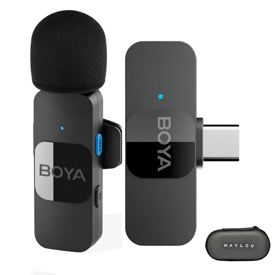 Sistema Microfone Boya By-v10 Lapela + Estojo Fone de Ouvido (K-4913-2513)
