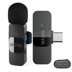 Sistema Microfone Boya By-v10 Lapela + Estojo Fone de Ouvido (K-4913-2513)