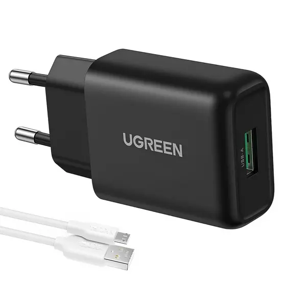 Carregador Usb Ugreen Usb A Max. 18W + Cabo Usb A/Micro Usb (K-5329-5871)