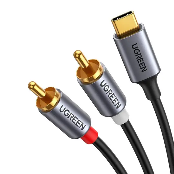 Cabo Áudio Ugreen USB-C para RCA Macho 1,5M Som Estéreo