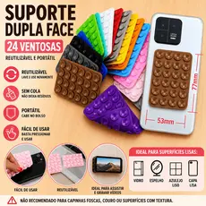 Suporte Multifuncional Reutilizável com Ventosas Dupla Face p/ Celular | Fixação e Praticidade em Superfícies Lisas