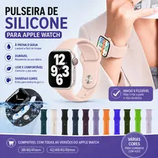 Pulseira Silicone para Apple Watch 38 40 41 42 44 45 49mm Series SE/SE2/SE3 Ultra Ajustável Esportiva Smartwatch